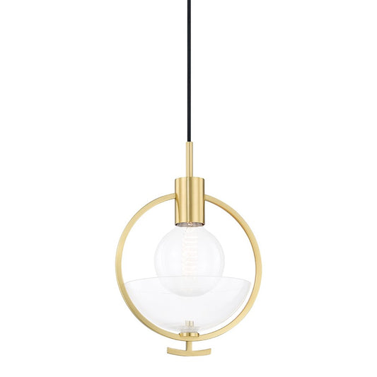 Mitzi Ringo 1 Light Pendant, Aged Brass/Clear - H387701-AGB