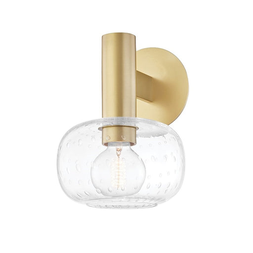 Mitzi Harlow 1 Light Wall Sconce, Aged Brass/Clear Seeded Glass - H403301-AGB