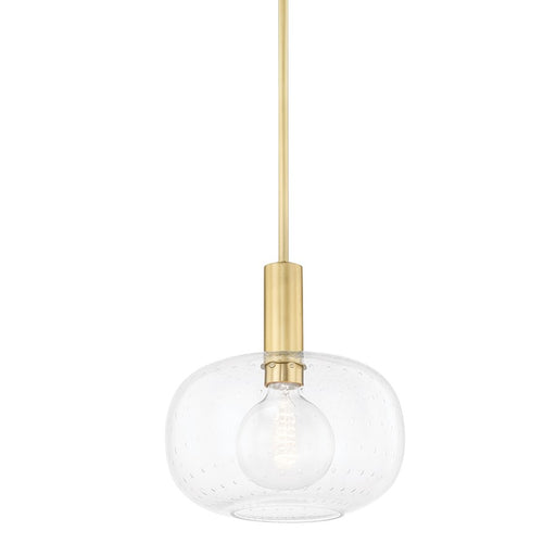 Mitzi Harlow 1 Light Pendant, Aged Brass/Clear Seeded - H403701-AGB