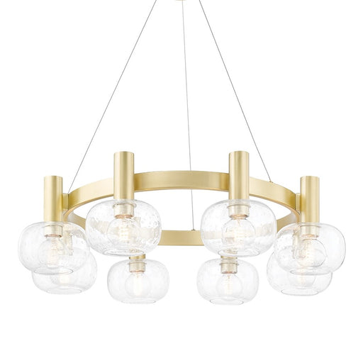 Mitzi Harlow 8 Light Chandelier, Aged Brass/Clear Seeded Glass - H403808-AGB