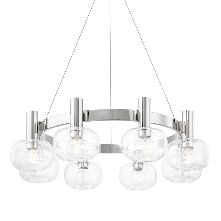 Mitzi Harlow 8 Light Chandelier, Polished Nickel/Clear - H403808-PN