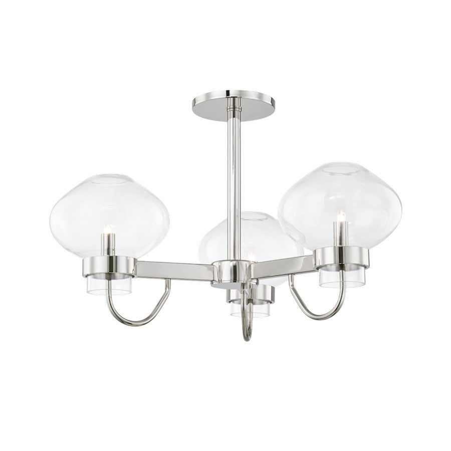 Mitzi Korey 3 Light Semi Flush, Polished Nickel/Clear - H408603-PN