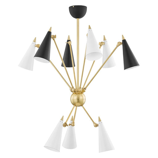 Mitzi Moxie 9 Light Chandelier, Aged Brass - H441809-AGB-BKWH