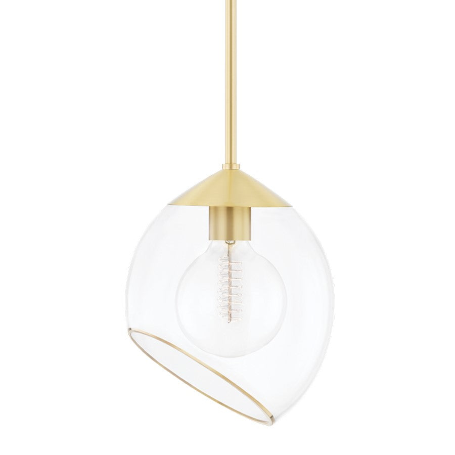 Mitzi Claudia 1 Light Pendant, Aged Brass/Clear/Gold Trim - H442701-AGB