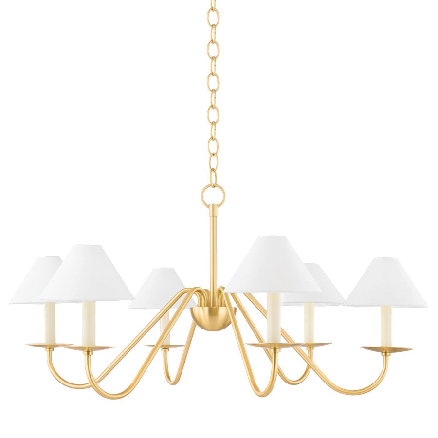 Mitzi Lenore 6 Light Chandelier, Aged Brass - H464806-AGB