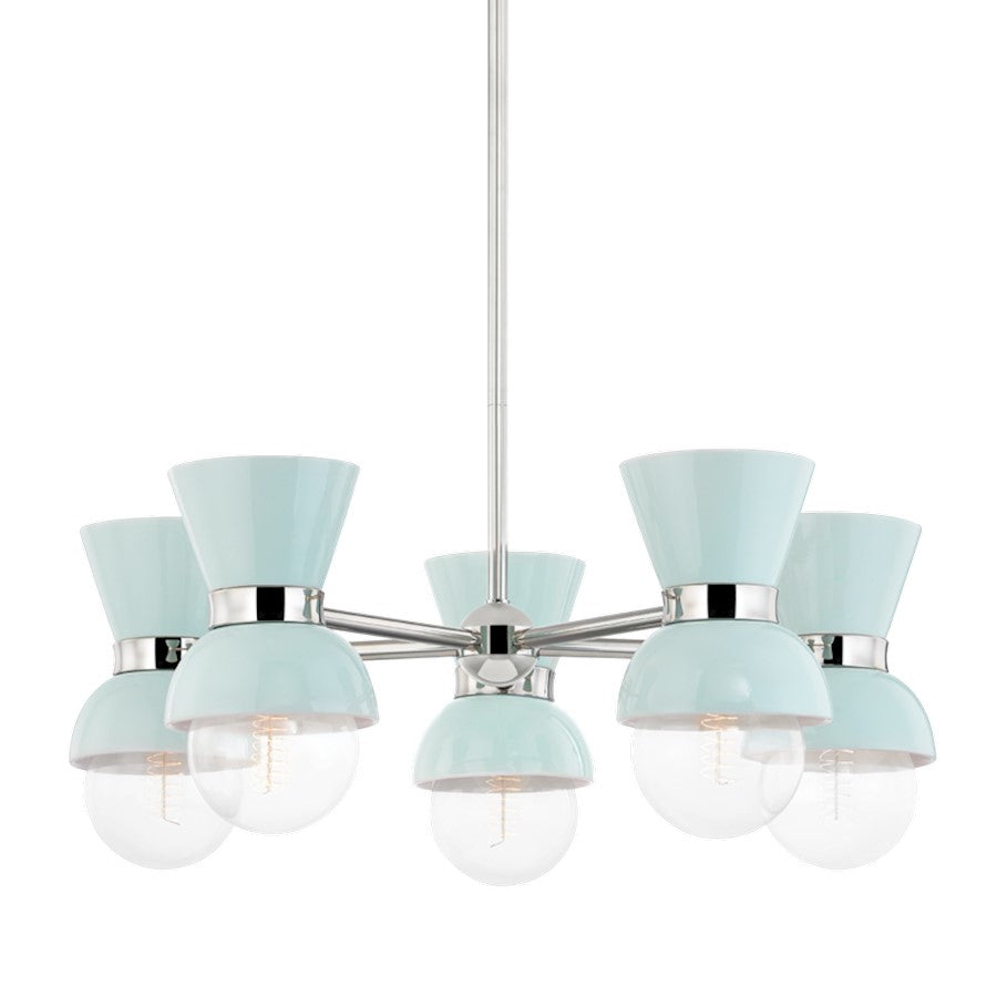 Mitzi Gillian 5 Light Chandelier, Polished Nickel - H469805-PN-CRB