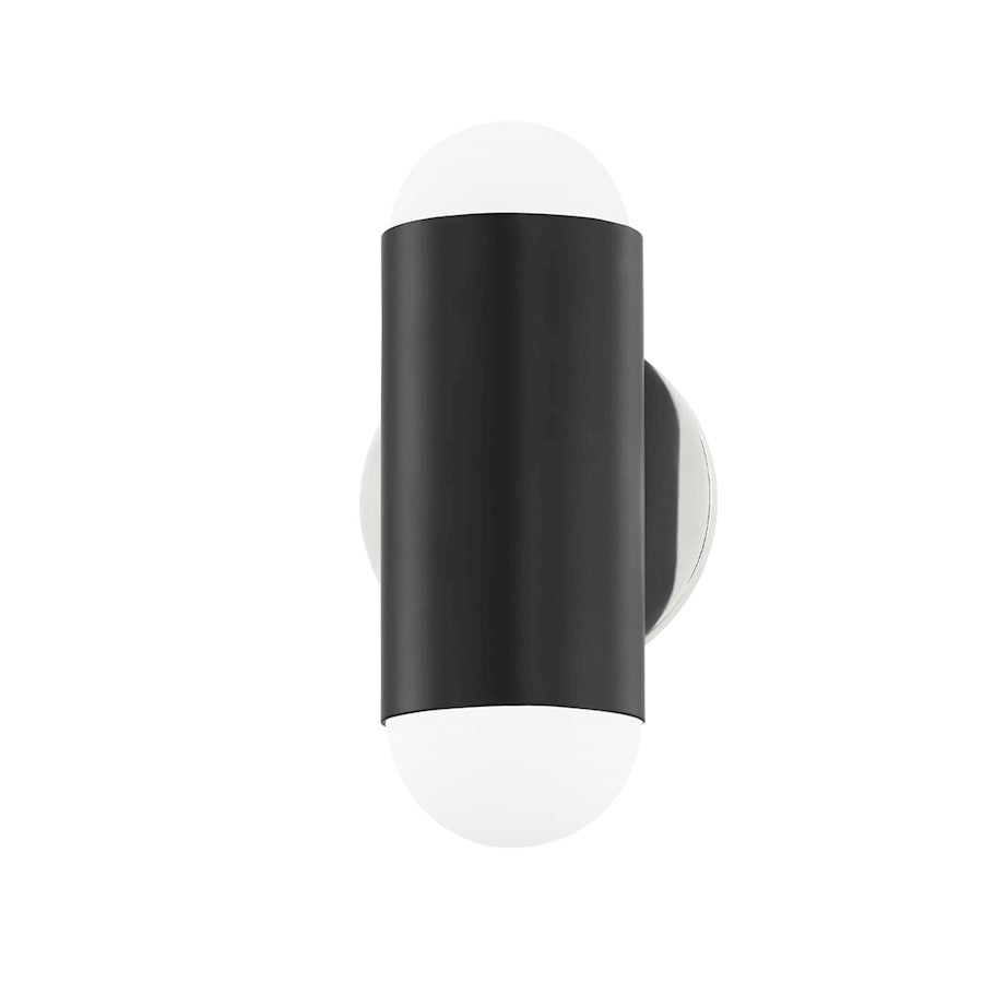 Mitzi Kira 2 Light Wall Sconce, Polished Nickel/Soft Black - H484102-PN-SBK