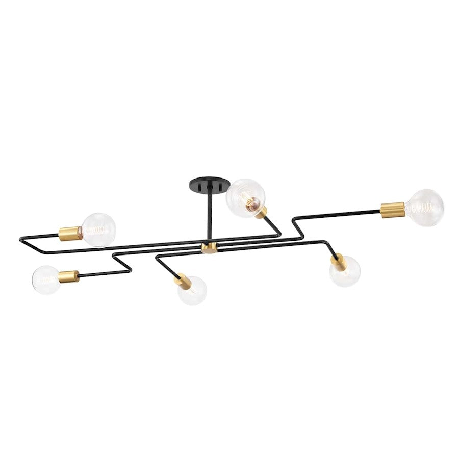 Mitzi Jena 6 Light Semi Flush, Large, Brass/Text Black Combo - H488606L-AGB-TBK