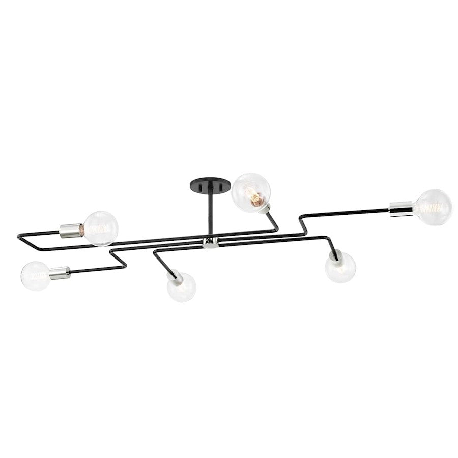 Mitzi Jena 6 Light Semi Flush, Large, Nickel/Text Black Combo - H488606L-PN-TBK