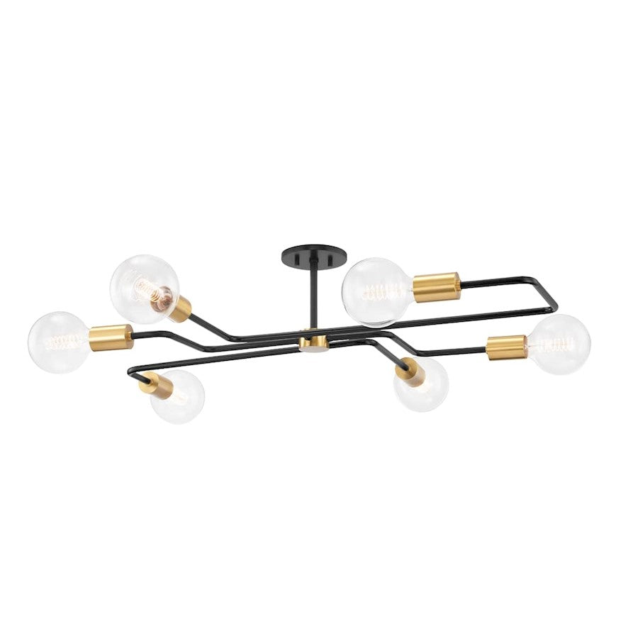 Mitzi Jena 6 Light Semi Flush, Small, Brass/Text Black Combo - H488606S-AGB-TBK