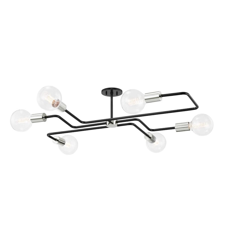 Mitzi Jena 6 Light Semi Flush, Small, Nickel/Text Black Combo - H488606S-PN-TBK