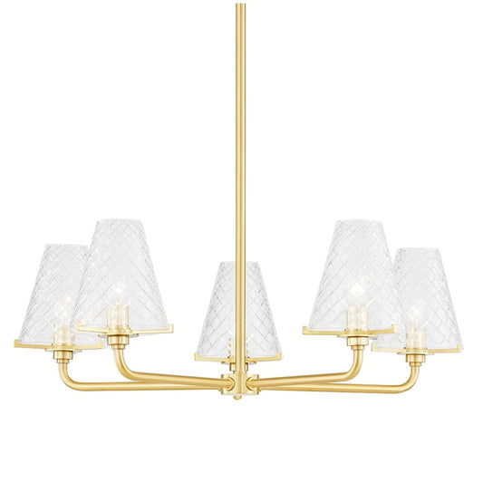 Mitzi Irene 5 Light Chandelier, Aged Brass - H495805-AGB