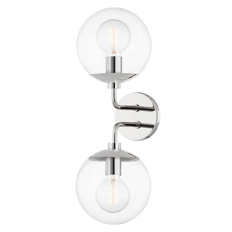 Mitzi Meadow 2 Light Wall Sconce, Polished Nickel/Clear - H503102-PN