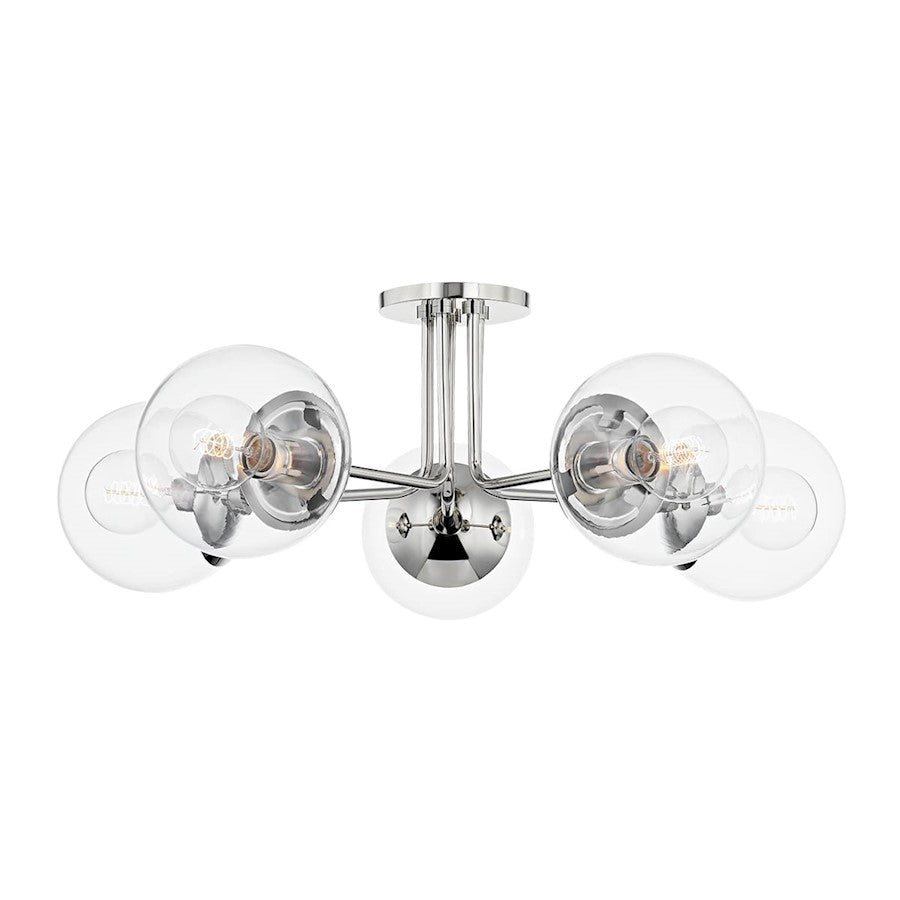 Mitzi Meadow 5 Light Semi Flush, Polished Nickel/Clear - H503605-PN