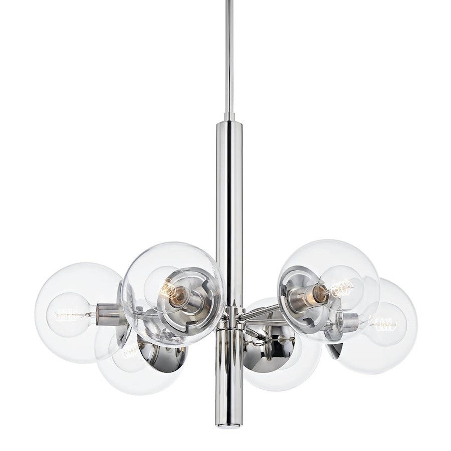 Mitzi Meadow 6 Light Chandelier, Polished Nickel/Clear - H503806-PN