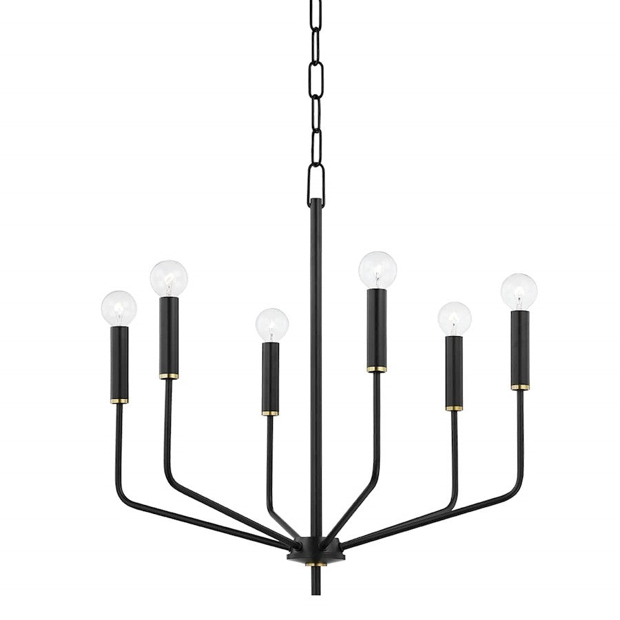 Mitzi Bailey 6 Light Chandelier, Aged Brass/Soft Black - H516806-AGB-SBK