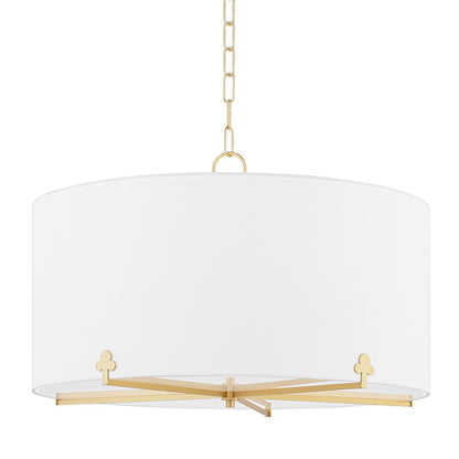 Mitzi Darlene 5 Light Chandelier, Aged Brass/White Linen - H519805-AGB