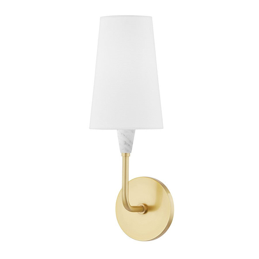 Mitzi Janice 1 Light Wall Sconce, Aged Brass/White Linen - H521101-AGB