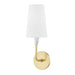 Mitzi Janice 1 Light Wall Sconce, Aged Brass/White Linen - H521101-AGB