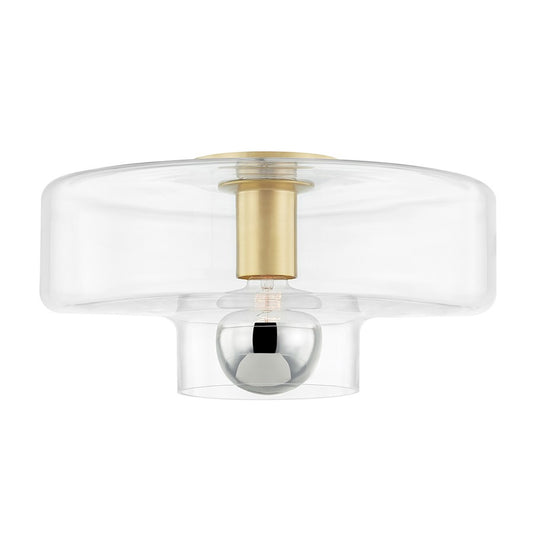 Mitzi Iona 1 Light Flush Mount, Aged Brass/Clear - H524501-AGB