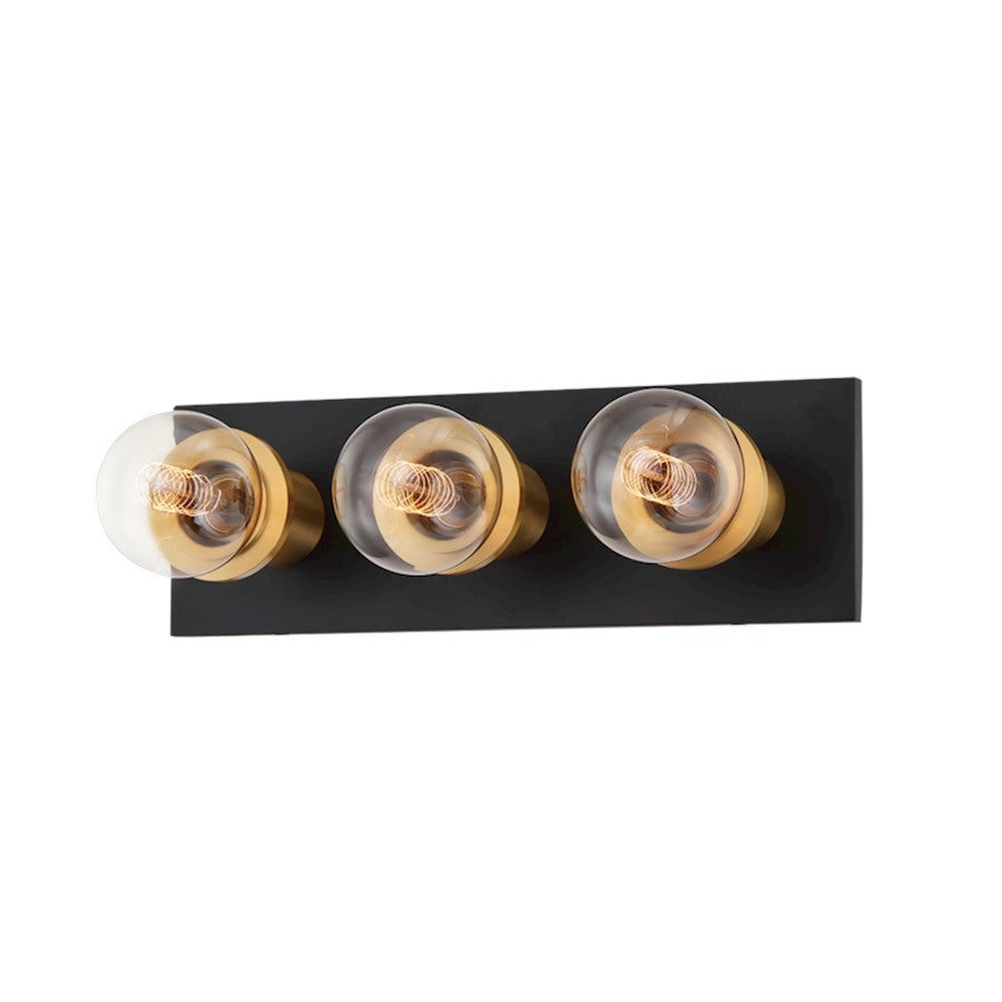 Mitzi Brandi 3 Light Bath Bracket, Aged Brass/Soft Black - H526303-AGB-SBK