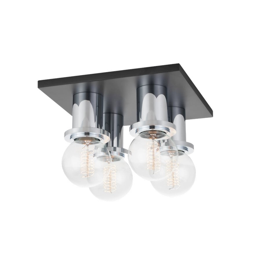 Mitzi Brandi 4 Light Flush Mount, Polished Chrome/Soft Black - H526504-PC-SBK