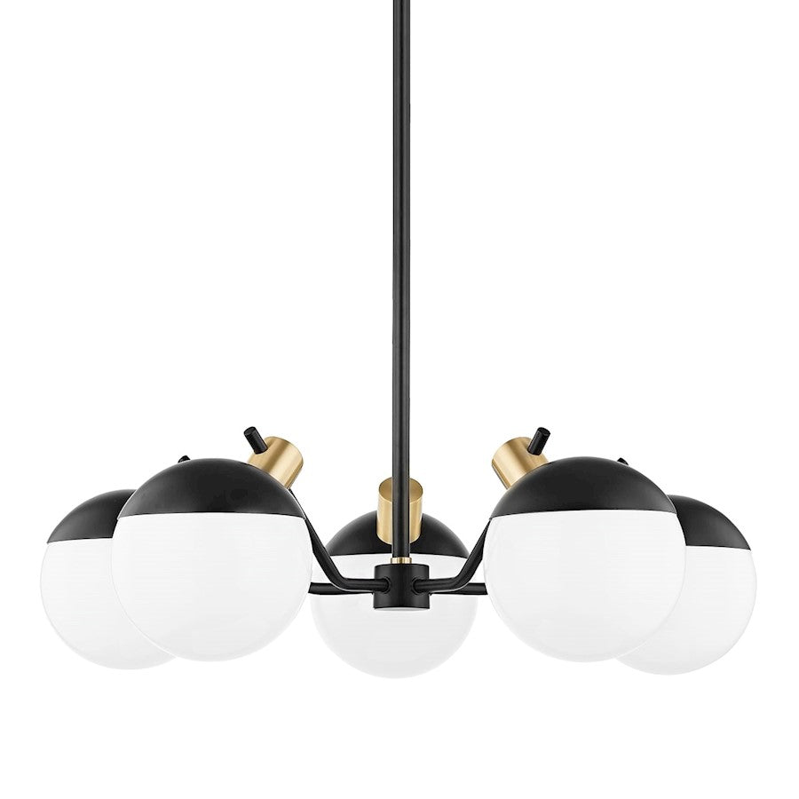 Mitzi Miranda 5 Light Chandelier, Aged Brass/Soft Black/White - H573805-AGB-SBK