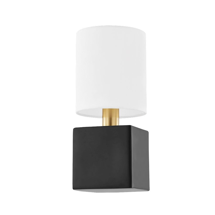 Mitzi Joey 1 Light Wall Sconce, Aged Brass/Ceramic/Black - H627101-AGB-CSB