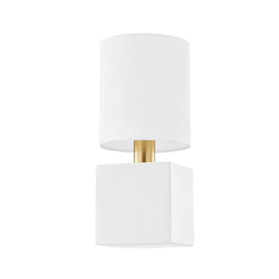 Mitzi Joey 1 Light Wall Sconce, Aged Brass/Ceramic/White - H627101-AGB-CSW