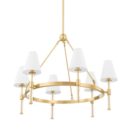 Mitzi Janelle 6 Light Chandelier, Aged Brass/White - H630806-AGB