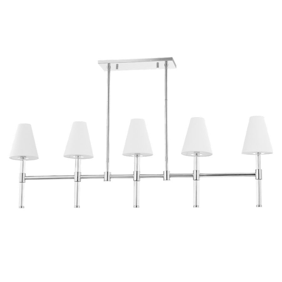 Mitzi Janelle 5 Light Linear Island, Polished Nickel/White - H630905-PN