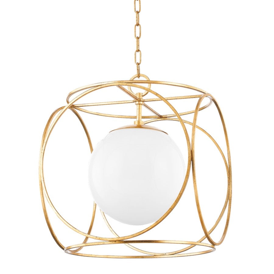 Mitzi Claire 1 Light 21" Pendant, Vintage Gold Leaf/White - H632701L-VGL