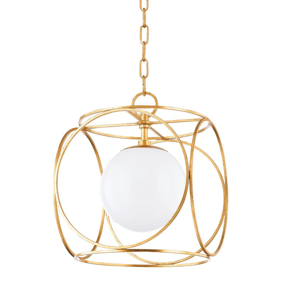 Mitzi Claire 1 Light 15" Pendant, Vintage Gold Leaf/White - H632701S-VGL