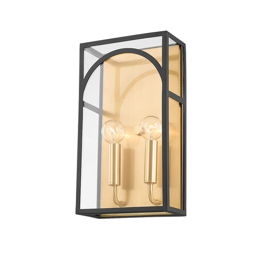 Mitzi Addison 2 Light Wall Sconce, Brass/Textured Black/Clear - H642102-AGB-TBK