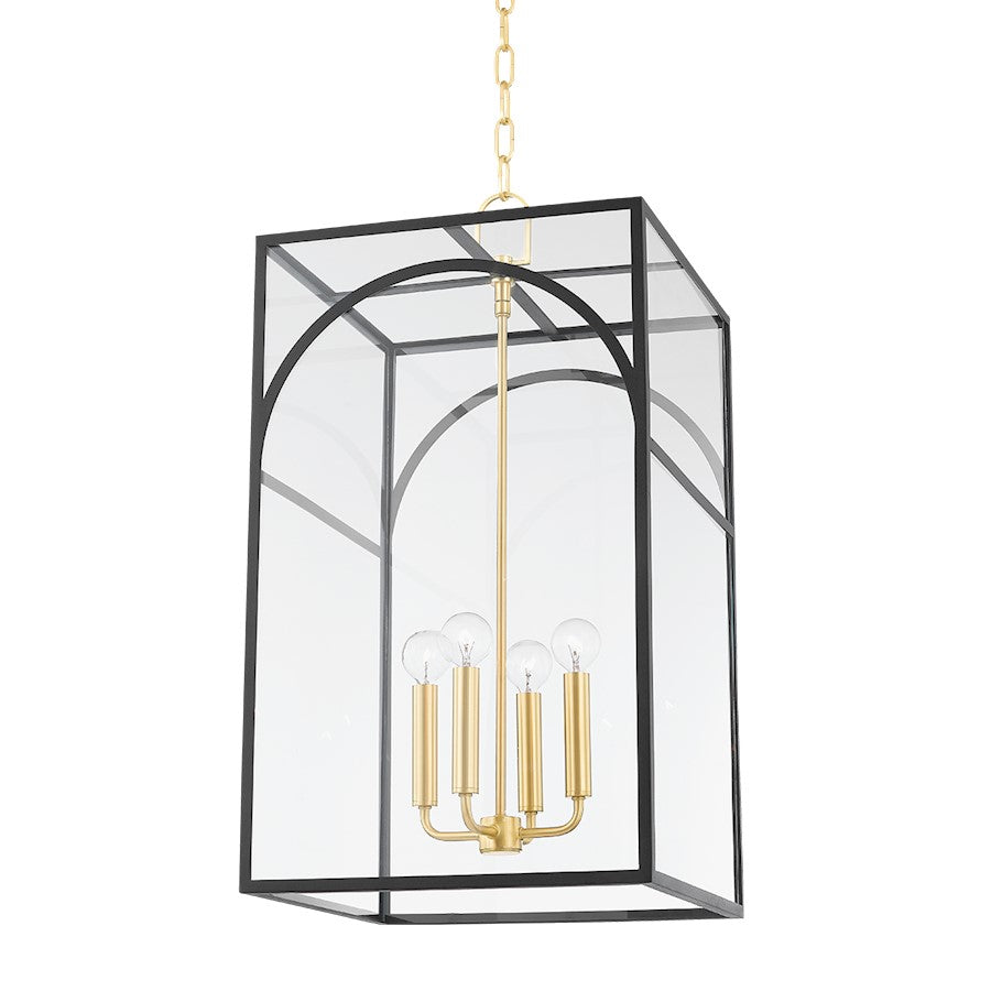 Mitzi Addison 2 Light 28" Pendant, Brass/Textured Black/Clear - H642704L-AGB-TBK