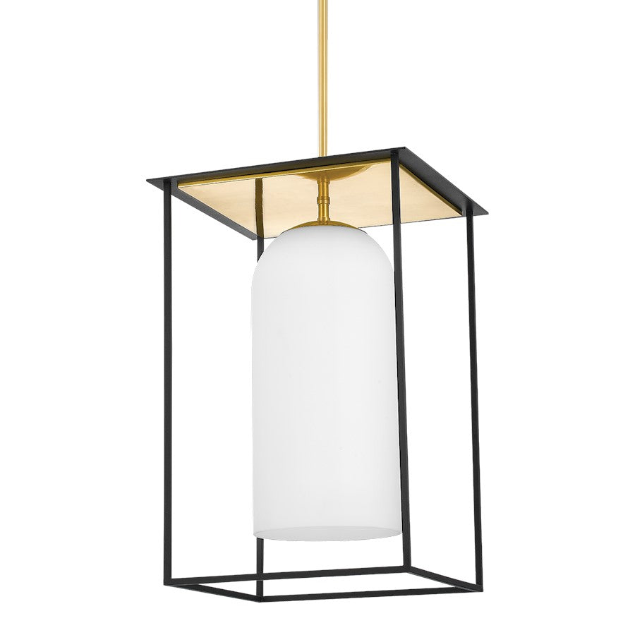 Mitzi Teres 1 Light 28" Pendant, Brass/Textured Black/White - H644701L-AGB-TBK