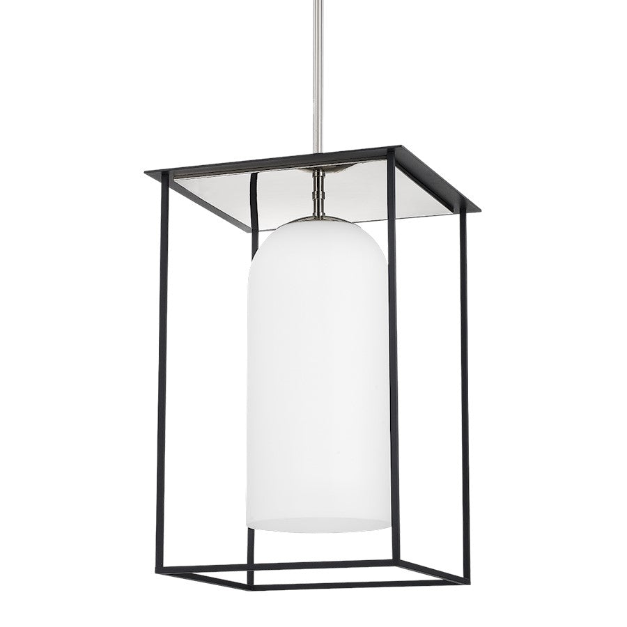 Mitzi Teres 1 Light 28" Pendant, Nickel/Textured Black/White - H644701L-PN-TBK