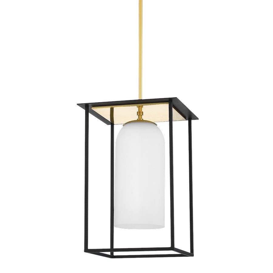 Mitzi Teres 1 Light 22" Pendant, Brass/Textured Black/White - H644701S-AGB-TBK