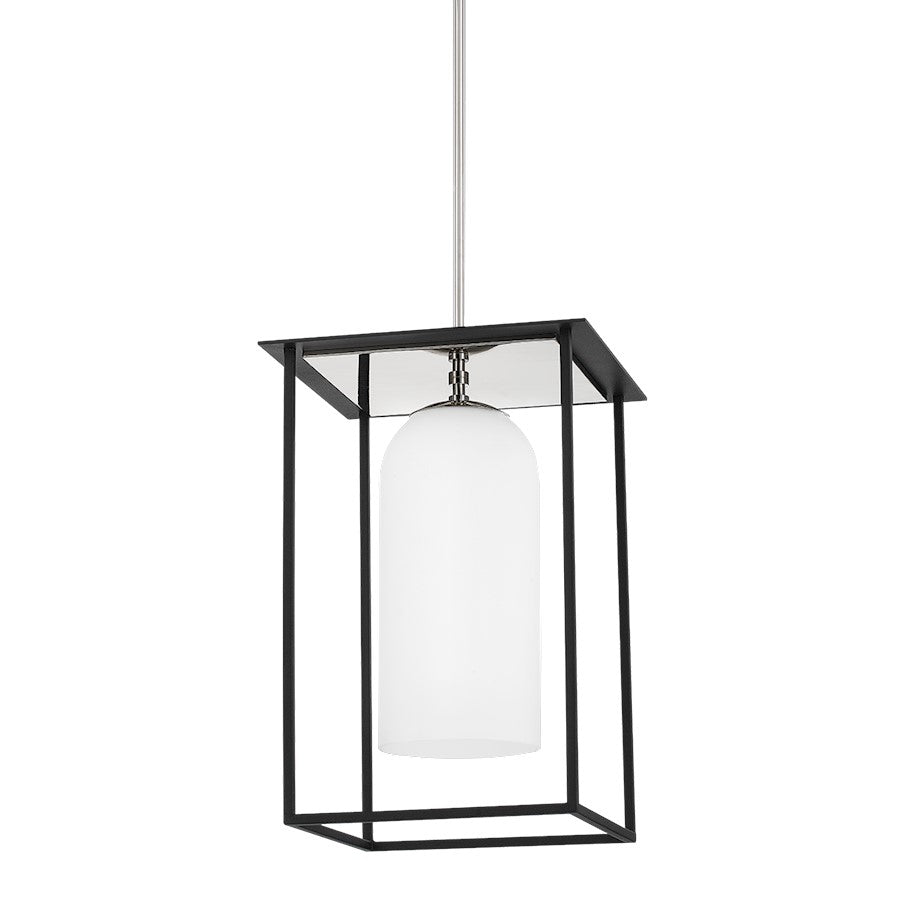 Mitzi Teres 1 Light 22" Pendant, Nickel/Textured Black/White - H644701S-PN-TBK