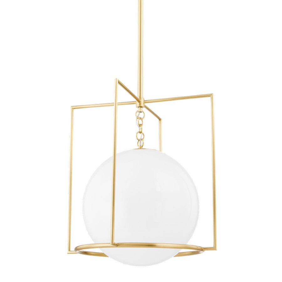 Mitzi Frankie 1 Light 19" Pendant, Aged Brass/White - H648701L-AGB