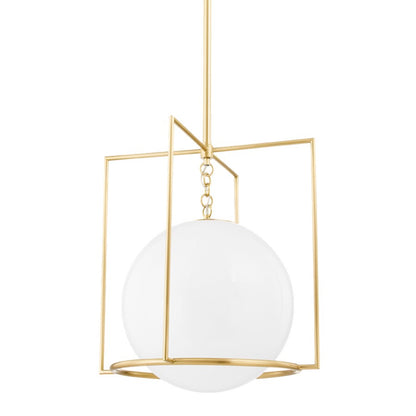 Mitzi Frankie 1 Light 19" Pendant, Aged Brass/White - H648701L-AGB