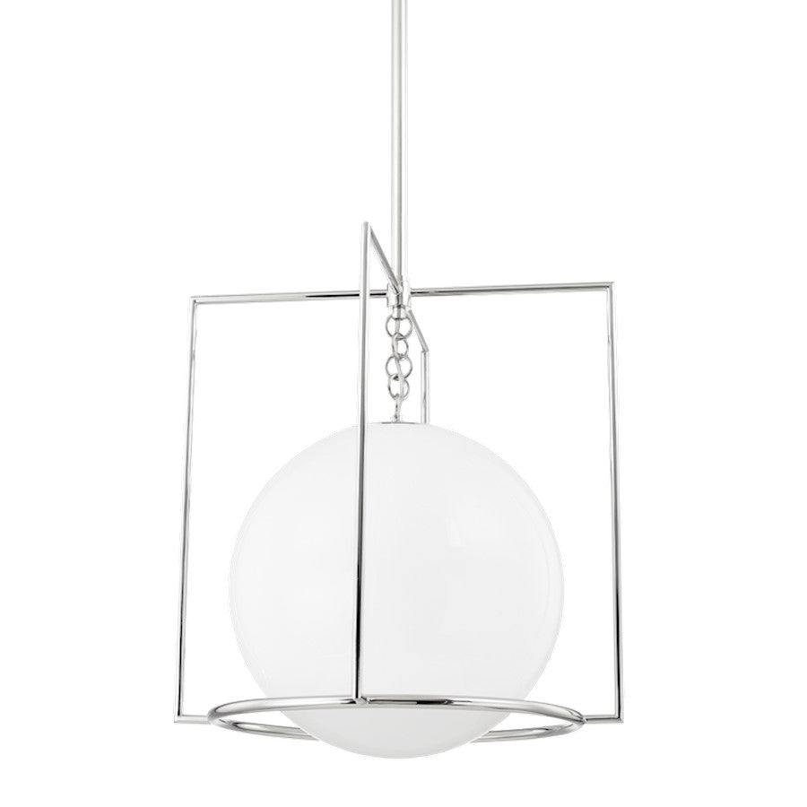 Mitzi Frankie 1 Light 19" Pendant, Polished Nickel/White - H648701L-PN