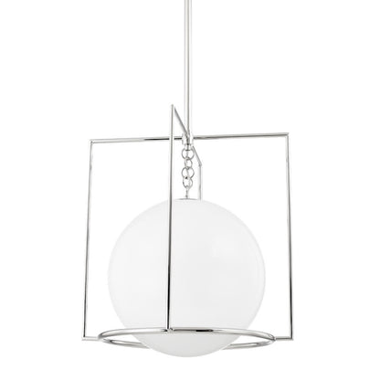 Mitzi Frankie 1 Light 19" Pendant, Polished Nickel/White - H648701L-PN