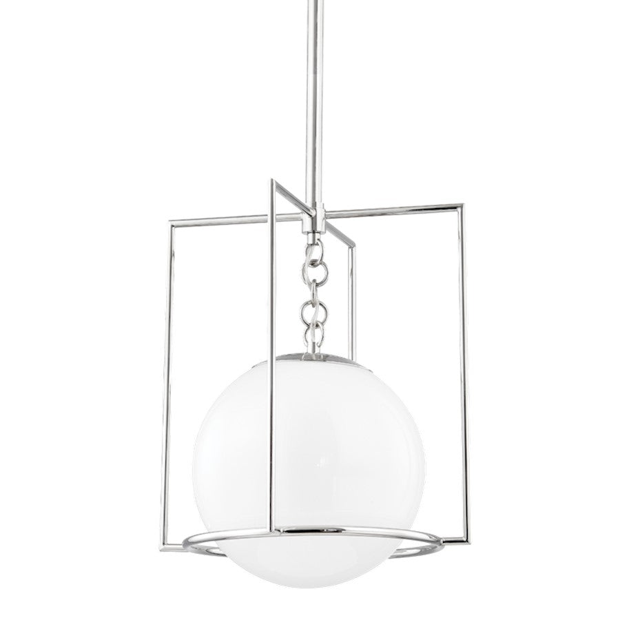 Mitzi Frankie 1 Light 15" Pendant, Polished Nickel/White - H648701S-PN