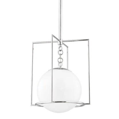 Mitzi Frankie 1 Light 15" Pendant, Polished Nickel/White - H648701S-PN