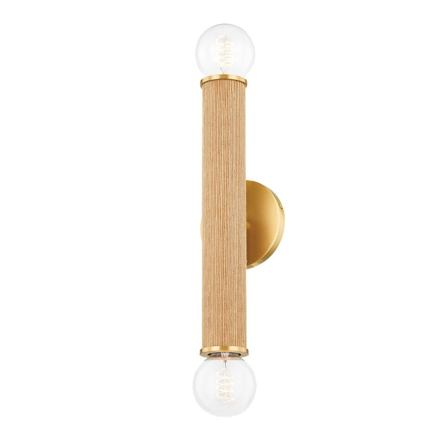 Amabella 2 Light Wall Sconce, Aged Brass