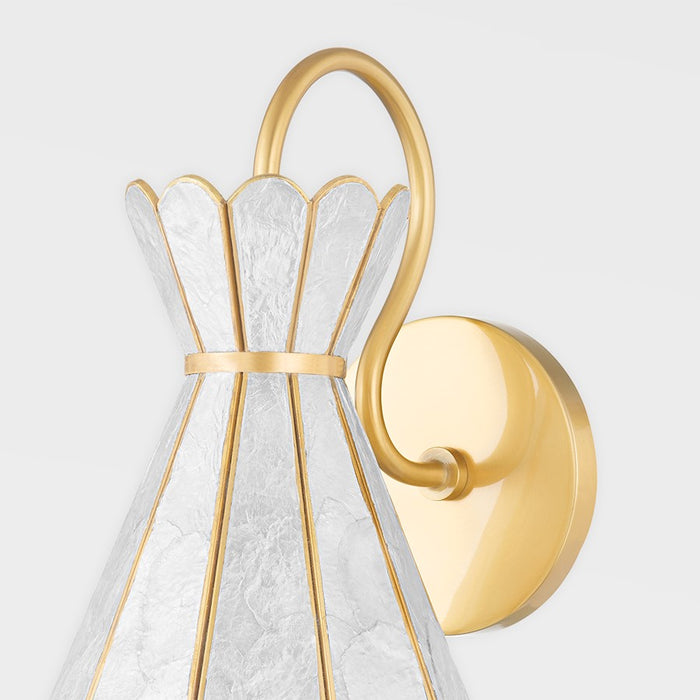 Mitzi Lyra 1 Light Wall Sconce, Aged Brass/Agb And Capiz