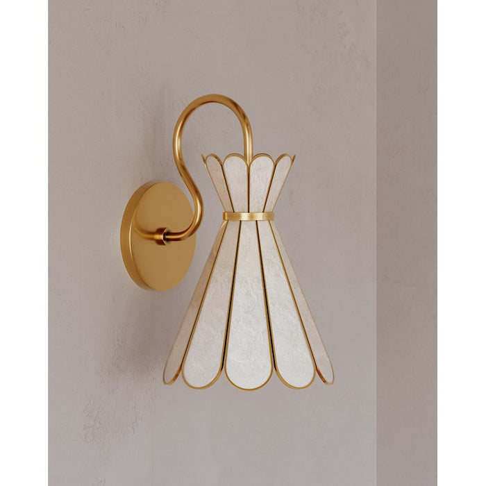 Mitzi Lyra 1 Light Wall Sconce, Aged Brass/Agb And Capiz