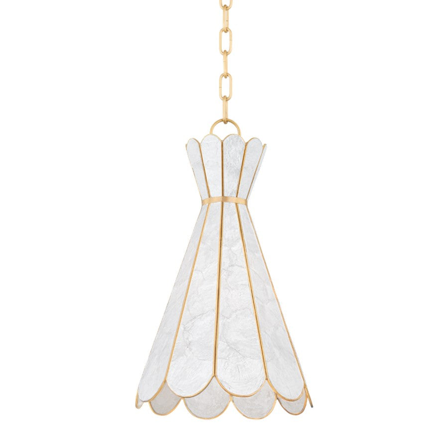 Mitzi Lyra 1 Light Pendant, Aged Brass/Agb And Capiz - H662701-AGB