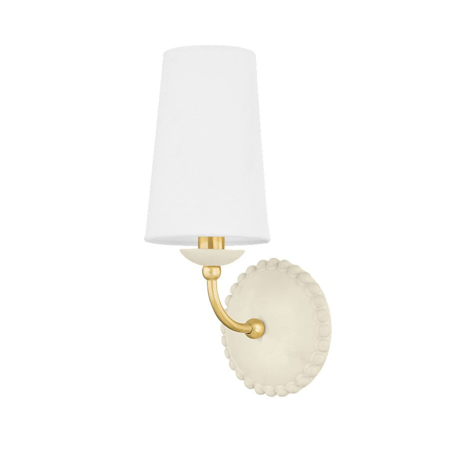 Mitzi Rhea 1 Light Wall Sconce, Aged Brass/White - H663101-AGB-CAI